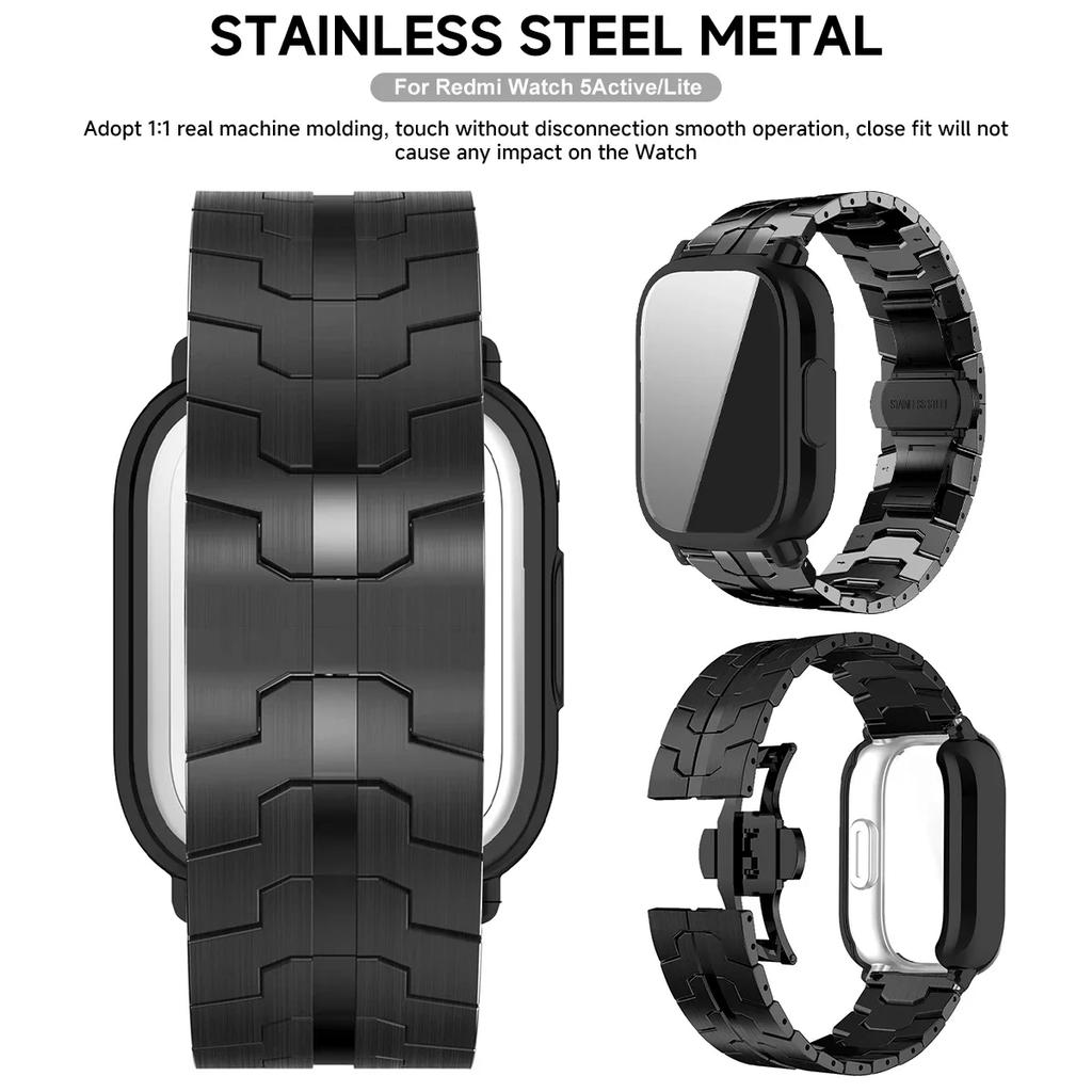 Carcasă+Curea Pentru Redmi Watch 5 Active Husa Moale din TPU Pentru Xiaomi Redmi Watch 5 Lite Brățară Metalică de Lux Brățară din Oțel Inoxidabil