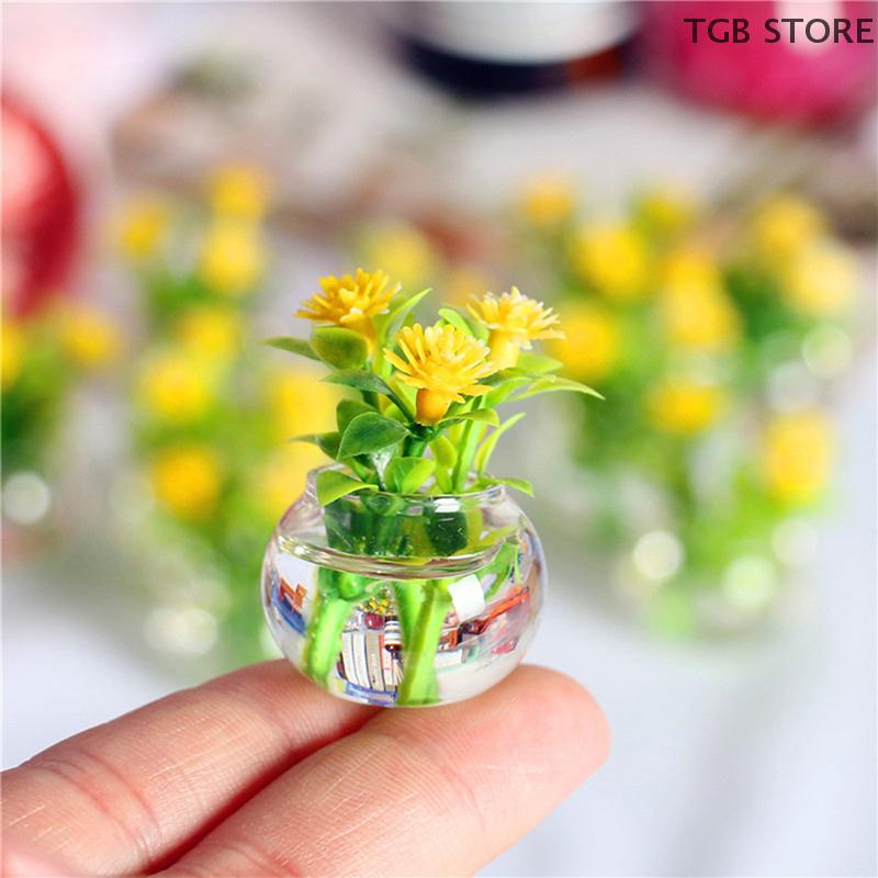 1Pcs 1:12 Dollhouse Miniature Resin Green Potted For Home Decor Simulation Potted Plants