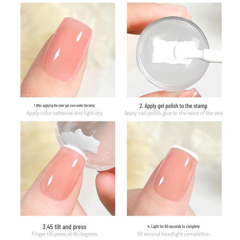 Large Silicone Nail Art Stamp with Lid - Single/Double Head French Design DIY Stamping Tools