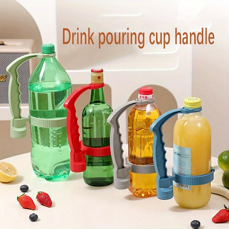 2pcs Adjustable Drink Pouring Cup Handle with Built In Bottle Opener , Ergonomic Grip, Prevents Spills, Fits Standard Beverage Bottles