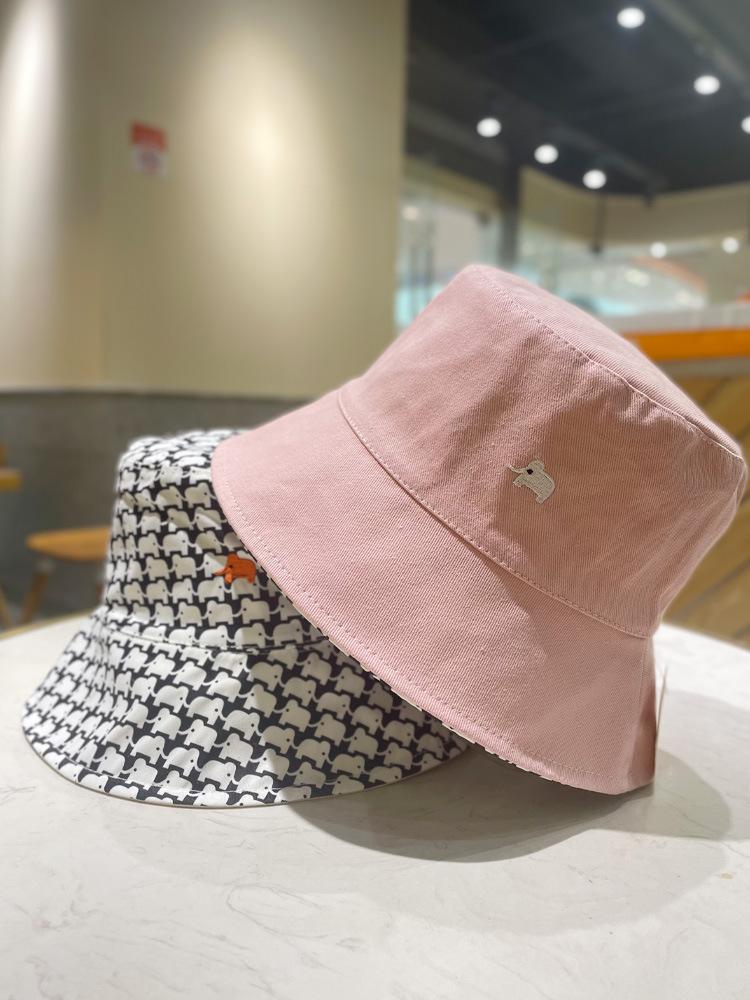 Elephant Embroidered Charming Fishing Cap Women Versatile Sun Protection Uv Protection Sun Hat Korean Style Casual Bucket Ch Hat