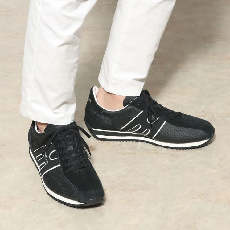 MOBUS Men's Leather Sneakers, Genuine Leather, Sports, Casual, Walking Shoes, Long Legs, Slimming Effect, Current Model, PHILIPP (White, Size 26.5 Cm)