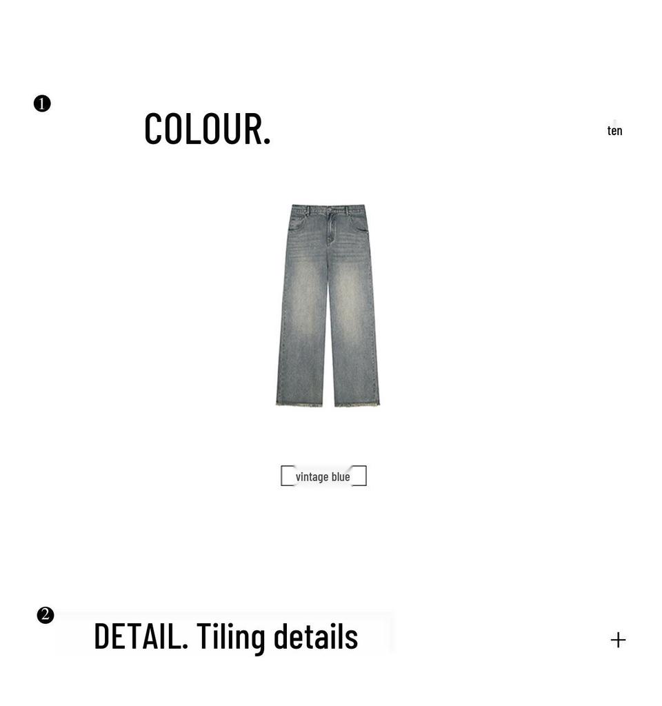 Plus Size Women's Korean High Waist Wide Leg Frayed Jeans