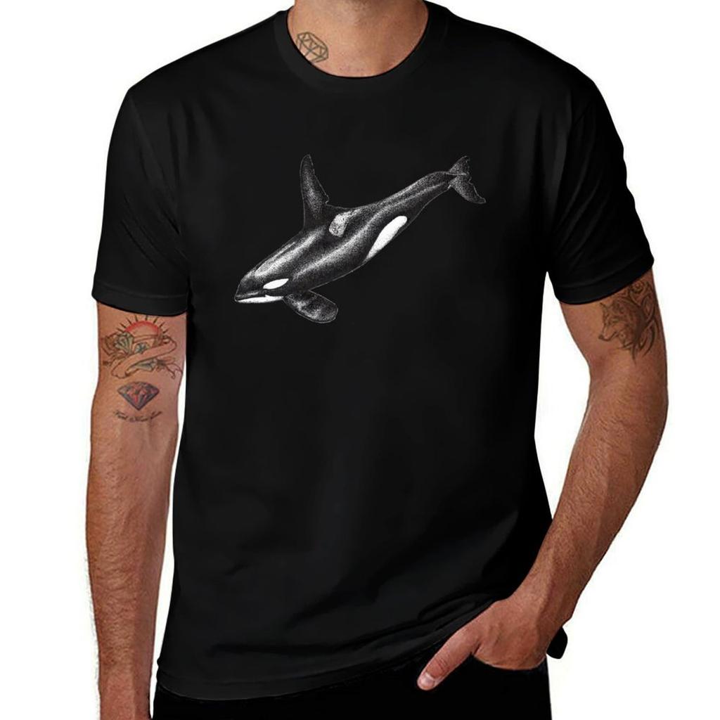 Killer Whale Orca Ink Drawing Tshirt Lightweight Print Tshirt