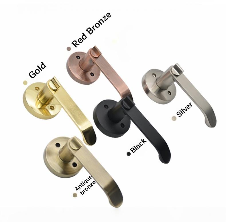 Aluminum Wooden Door Knob Lock Easy Installation Privacy Door Handles With Lock Cylinder Turn Button Door Lever Handle Set