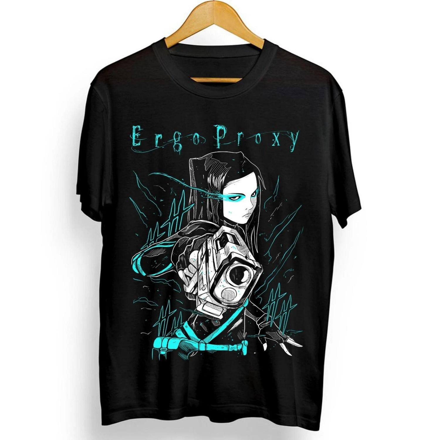 

2026 New Ergo Proxy TShirt Rel Mayer Anime Manga Girl Kawaii Funny Gift Shirt Mens Roundneck Shortsleeved Tshirt S чёрный