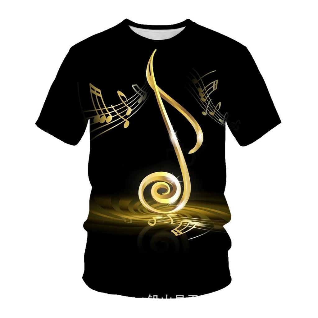 Summer Creative T-shirt Men's Music Printed 3D T-shirt Casual Fashion Comfortable Large Round Neck Short Sleeve T-shirt