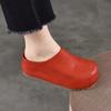 Johnature Genuine Leather Height-increasing Sandals Versatile Thick Soled Round Toe Women's Outdoor Slippers
