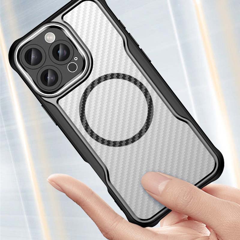 Fundas For iPhone 16 Pro Max For Magsafe Magnetic Carbon Fiber Phone Case For Apple 15 14 13 12 11 Pro Max 16 Plus Wireless Charging Magsafing Cover