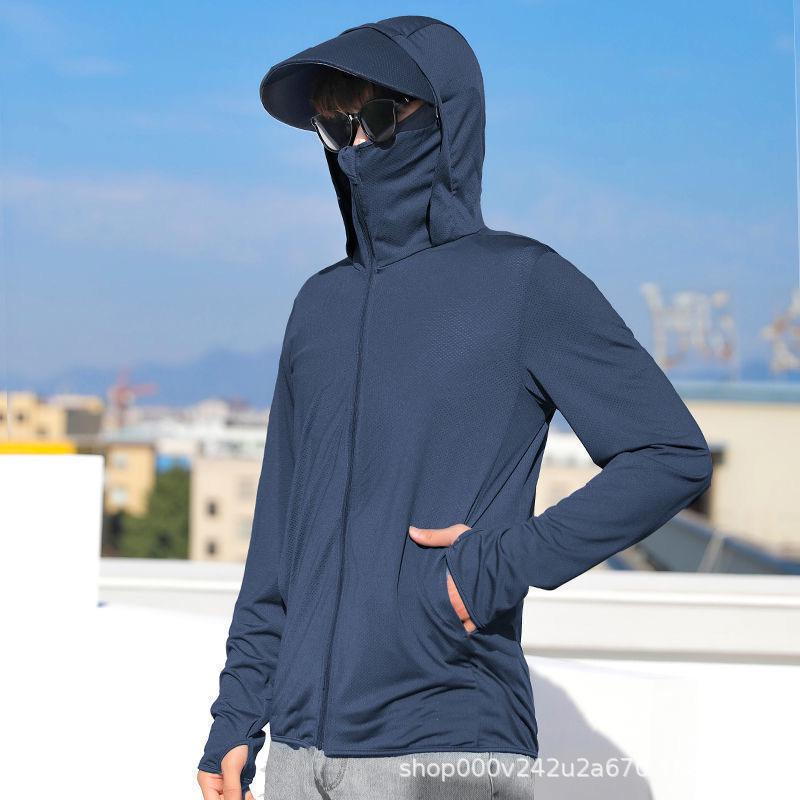 

Унисекс ветровка из ледяного шелка с защитой от УФ-лучей 2024 - Дышащая, Легкая, Летний солнцезащитный экран L темно-синий