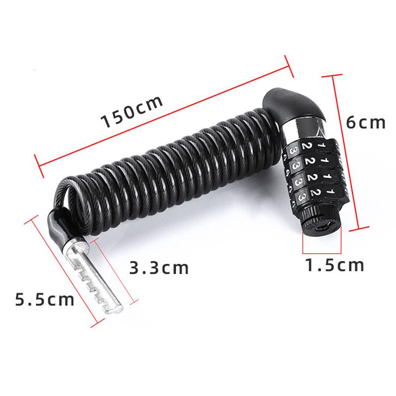 Mini Helmet Lock Anti-theft 4 Digit Password Lock Wire Mountain Bike Frame Durable Steel Wire Cable Bicycle Accessories