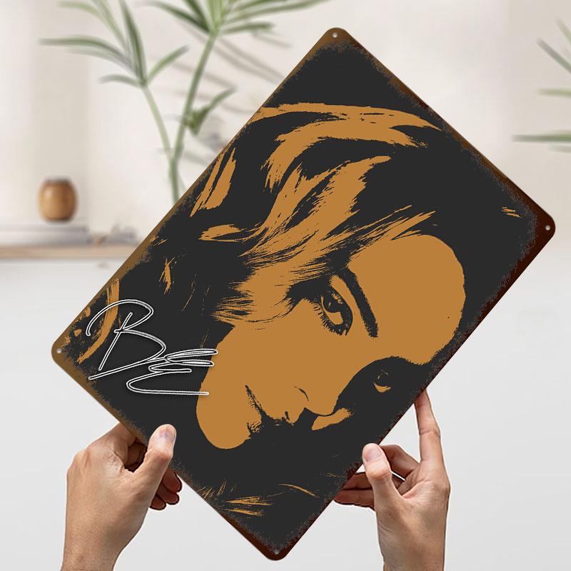 Billie Eilish Portrait With Signature Poster Customized Vintage Metal Signs Wall Art Retro Tin Plaque for Decoration Living Room