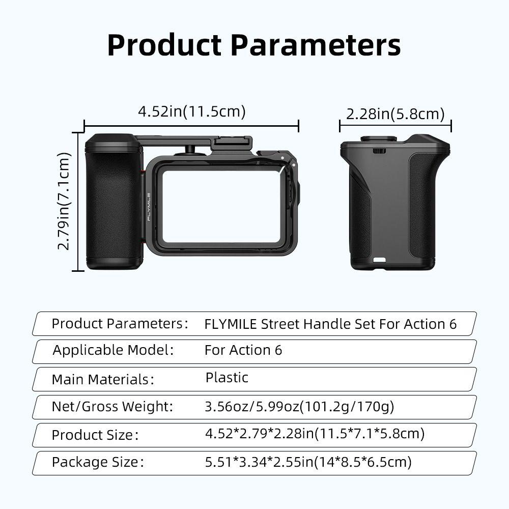 Quick Release Xplorer Grip Kit Handle Shutter Button Plastic Handle Street Grip Holder Frame Lightweight for DJI Osmo Action 6