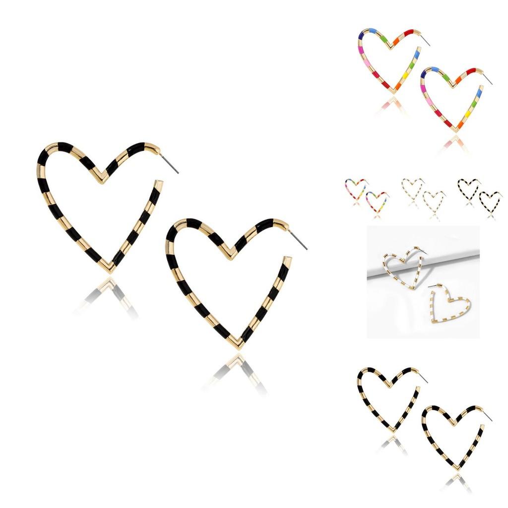 Elegant Geometric Heart Earrings For Women Trendy Multicolor Alloy Jewelry