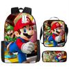 New Super Mario Trend Backpack Retro Mario Schoolbag 3-Piece Set with Pencil Case