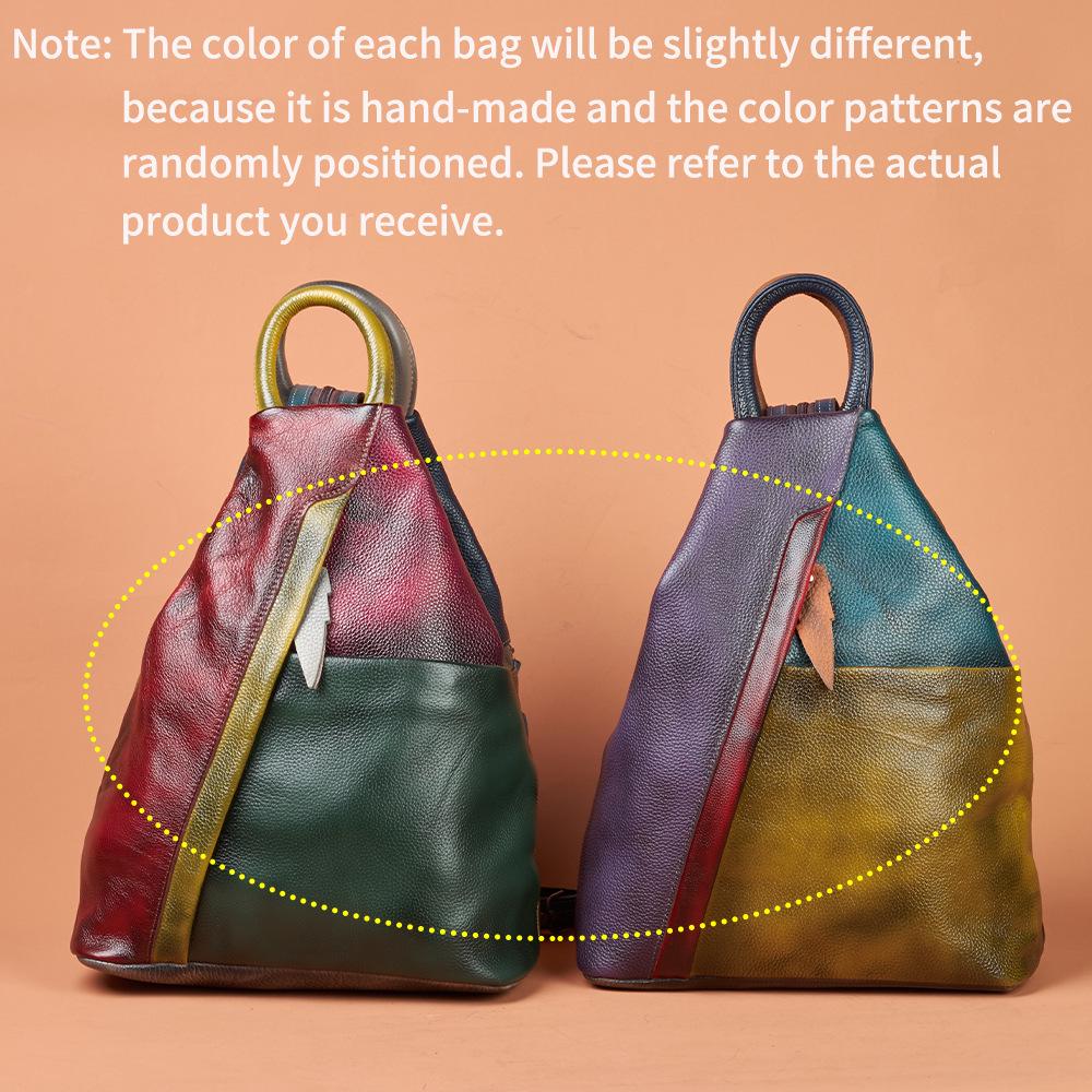 2025 Retro Women's Genuine Leather Handbag & Backpack - Versatile, New Color-Rubbed Design