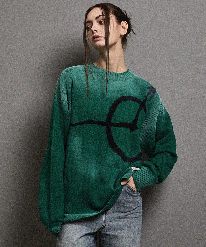 FFEFF STUDIO Vintage Washed Signature Round Pullover (Green)