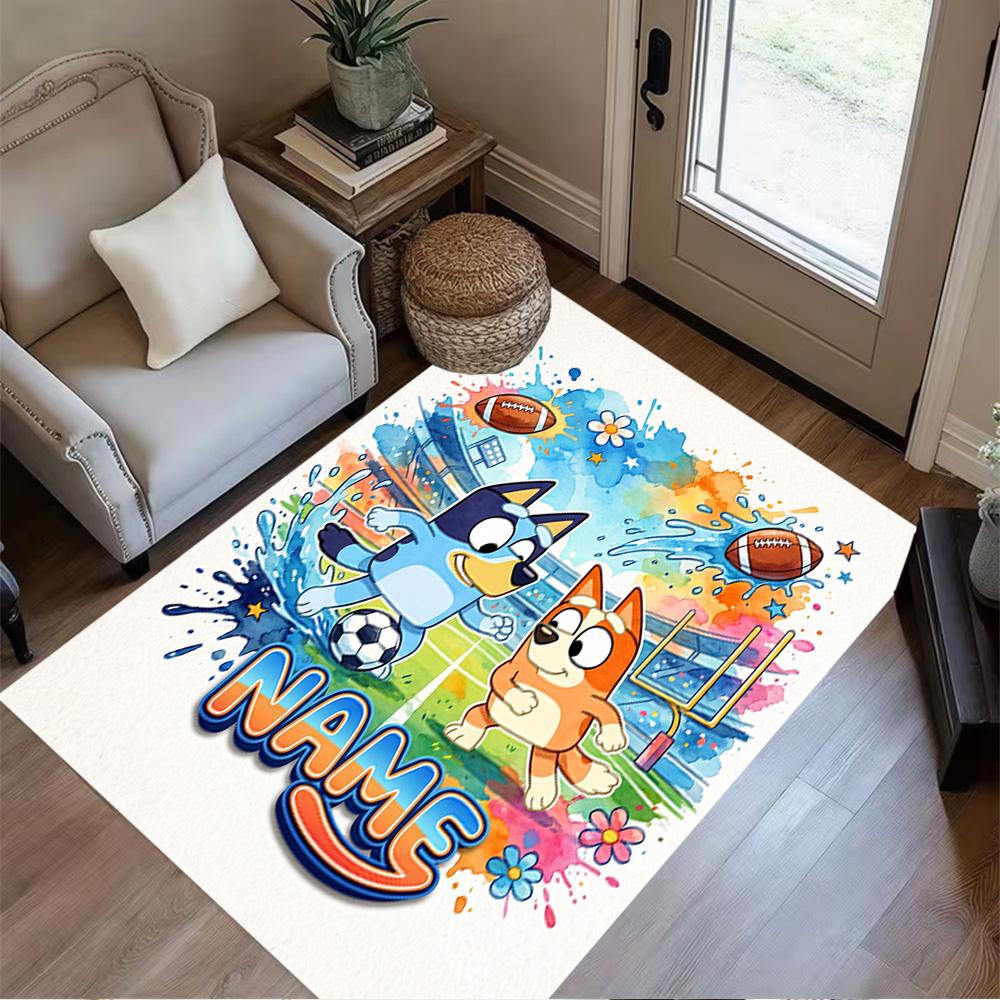 Football Fun Personalized Name Carpet Perfect for Study Room Bedrooms Foyer Playrooms Anti-slip Rug Office Home Decor Best for Christmas