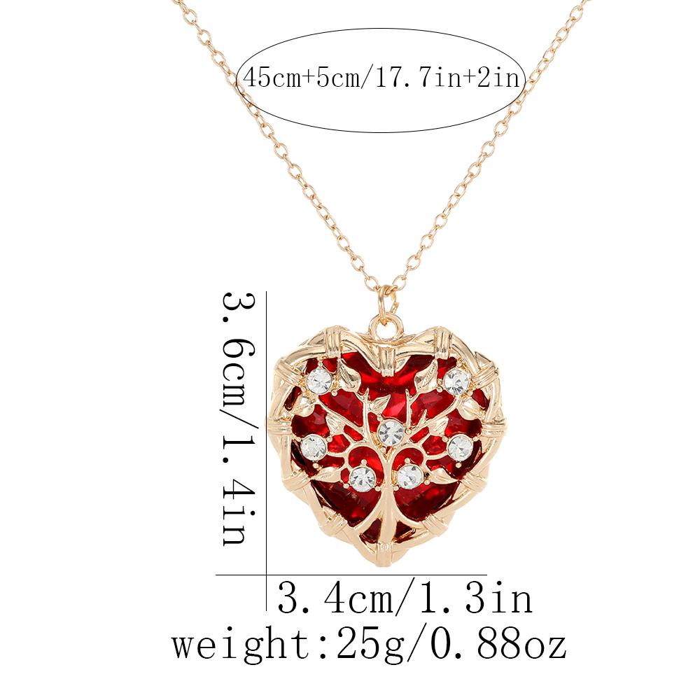 Luxury Hollow Out Heart Rhinestone Locket Pendant Necklace Green Red Pink Purple Blue Roseo Color Crystal Inside For Women