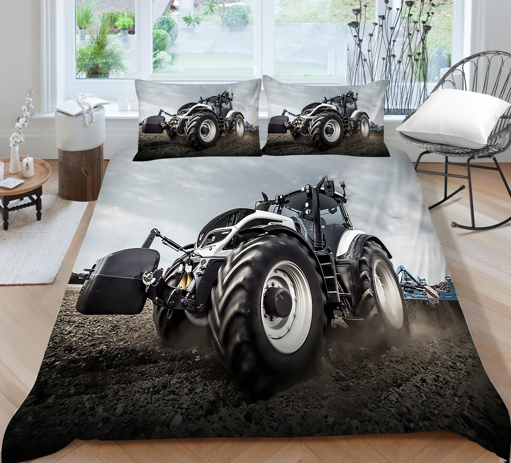 

Комплект постільної білизни 3D Трактор Розкішний автомобільний ковдр і наволочка 2/3 Повнорозмірний комплект постільної білизни AU/EU/DE/US Baby 100x135cm