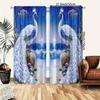 2pcs Elegant Peacock Print Curtains - Vibrant Blue & White on Seaside Scene   Light-Filtering Polyester Drapes with Rod Pocket De