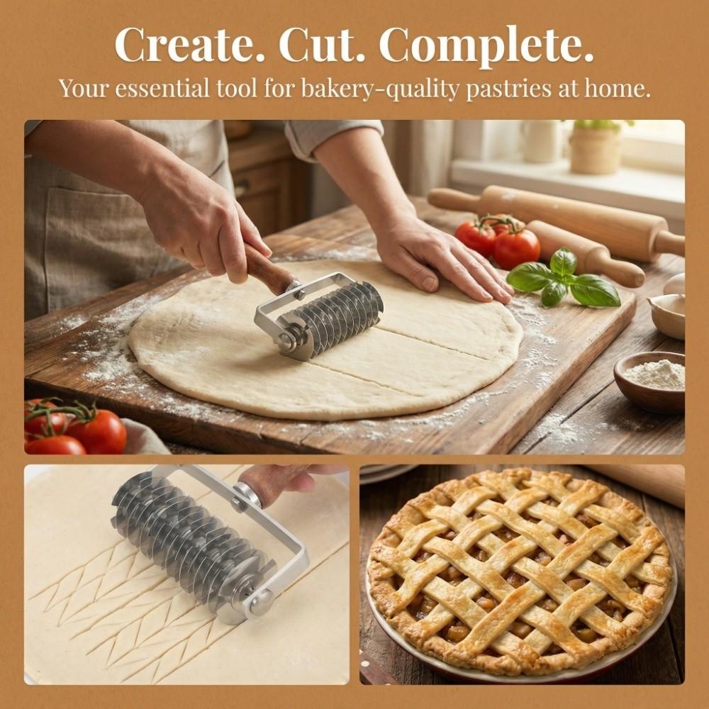 Stainless Steel Pastry Lattice Roller Cutter Roller Dough Cutter Roller cutter  Baking Cooking