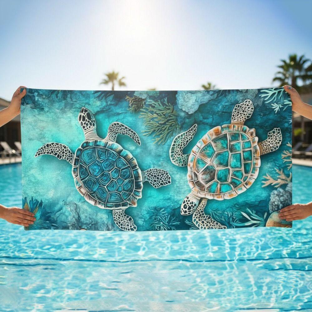 Shore Stylish Sea Turtle Beach Towel Absorbent Beach Blanket Swimming Towel Summer