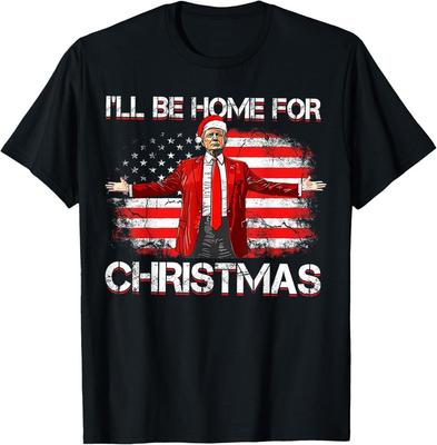 Trump 2024 I'll Be Home For Christmas Funny Trump Xmas 2024 T-Shirt Unisex T-Shirt