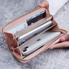Embroidered Women's Long Wallet with Double Zipper - Fashionable European & American Style Clutch and Multifunctional Phone & Card Holder for 2025