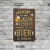 2D Flat German Humor Beer Sign, It's Time for Beer, Vintage Metal Wall Decor for Bar Kitchen Party, Funny German Gift
