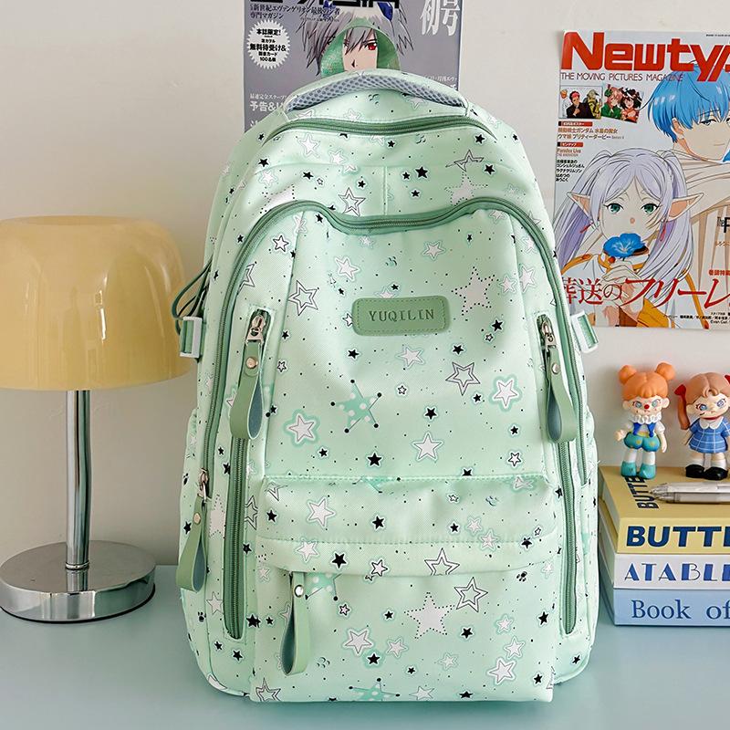 

Студенческий рюкзак для средней школы, старшей школы, большой вместимости, милый рюкзак со звездами, женский новый повседневный рюкзак
