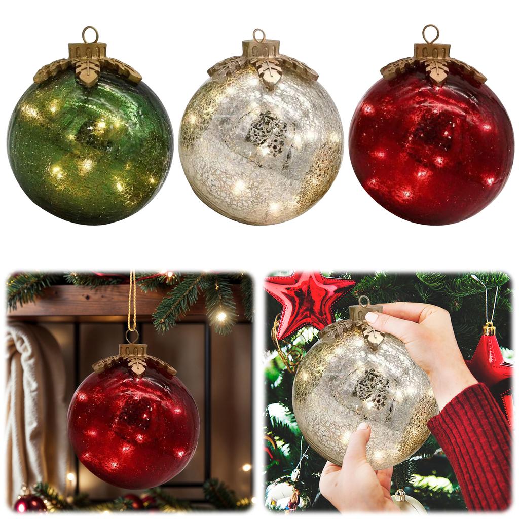LED Glass Christmas Ball Ornaments Battery Powered Tabletop Christmas Decorations Christmas Decorative Lamp for Home Decor