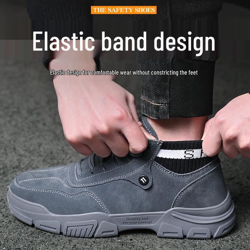 Bozong Mid-Top Anti-Smash Anti-Puncture Safety Work Boots 41