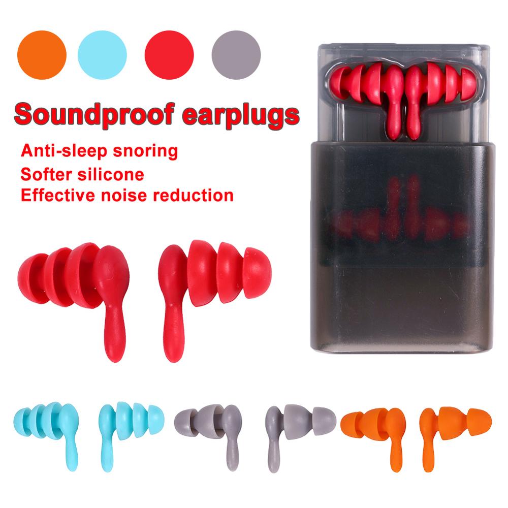 2 Pairs Sleeping Ear Plug Anti Noise Sound Insulation Ear Protection Travel Earplugs Waterproof Soft Silicone Swiming Earplugs