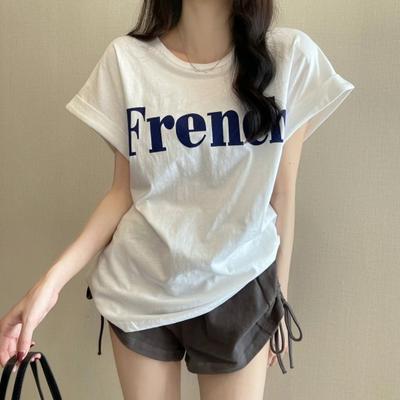 New Super Hot and Thin Shoulder Sweet and Cool Short-sleeved T-shirt Loose Female Summer Student Top