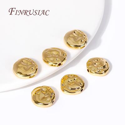 13X4.5MM 18K Gold Plated Irregular Spacer Beads Brass Metal Round Separators Beads For DIY Beading Jewelry Accessories Findings