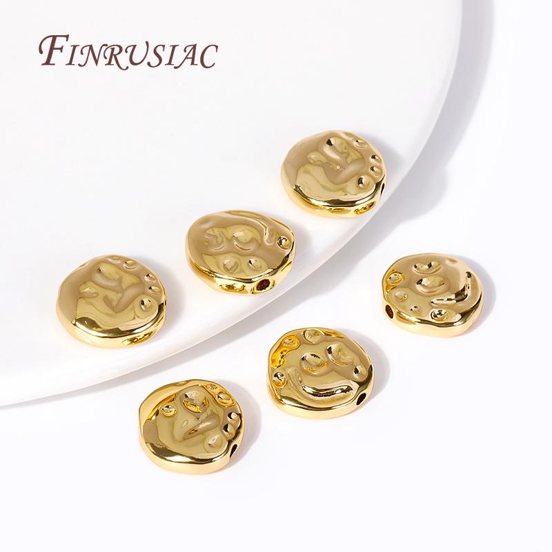 13X4.5MM 18K Gold Plated Irregular Spacer Beads Brass Metal Round Separators Beads For DIY Beading Jewelry Accessories Findings