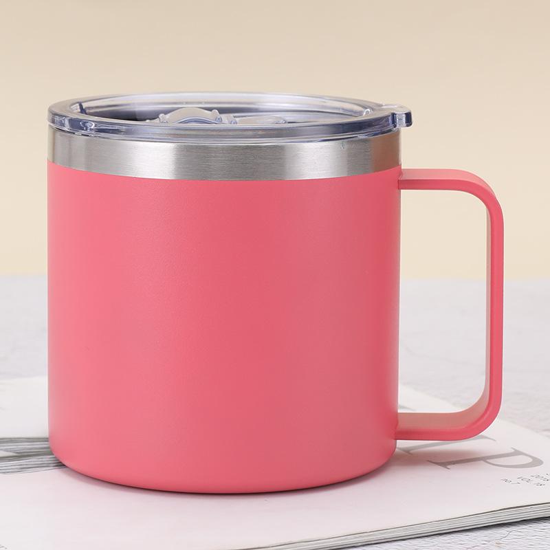 Neue 14oz Tasse mit Deckel und Griff Vakuum 304 Edelstahl Isolierflasche Büro und Zuhause Becher