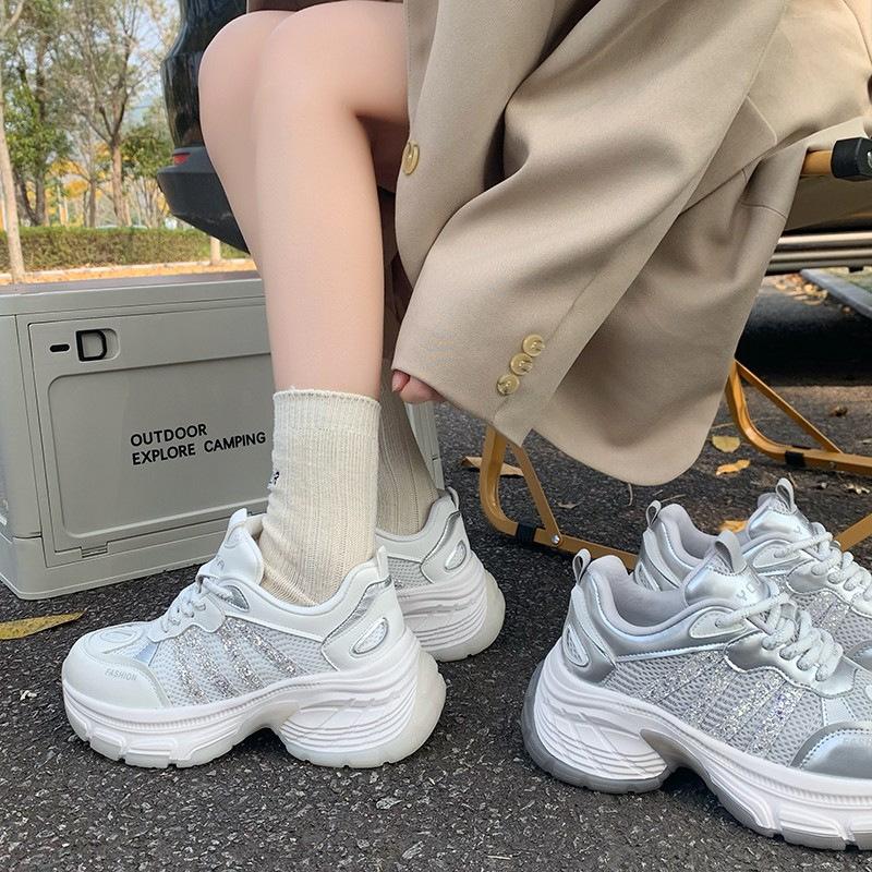 Small 6cm thick-soled dad shoes women's spring 2025 new breathable mesh fashion heightening casual women's shoes