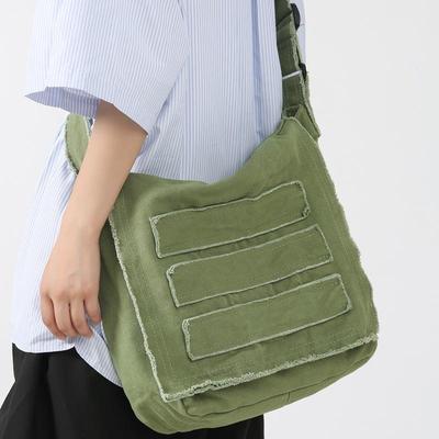 Bolso bandolera lateral para libros escolares de gran capacidad, textil de lona para adolescentes, tela de ocio, estética Y2K, bolsa de Hip Hop Grunge, 2023