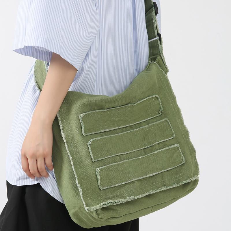Teenager Canvas Textile Big Capacity School Book Side Sling Bag 2023 Leisure Fabric Cloth Aesthetic Y2K Grunge Hip Hop Pouch Bag