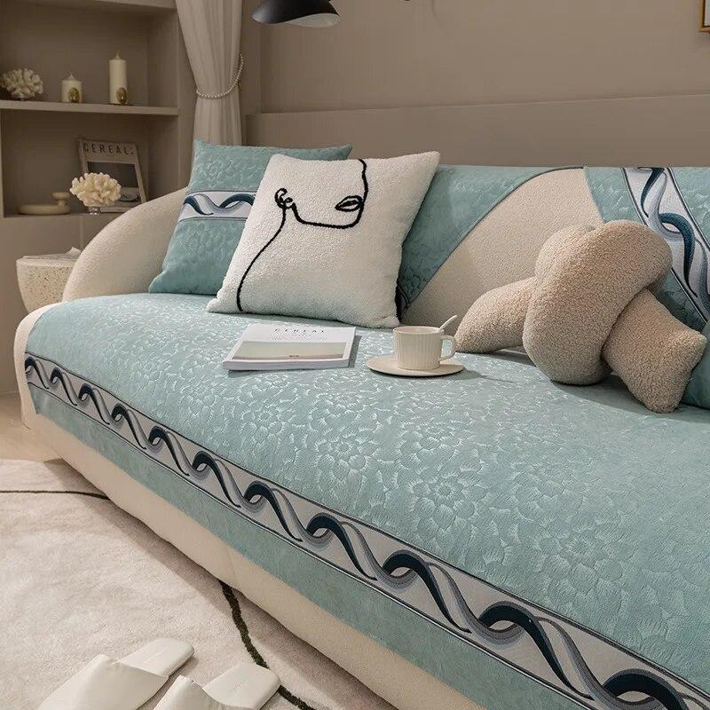 

Жаккардовый чехол для дивана, толстые нескользящие чехлы, чехлы для дивана с волнистыми краями для гостиной, универсальный диван, коврик для полотенец, 1/2/3/4, декор 70x70cm 1pcs