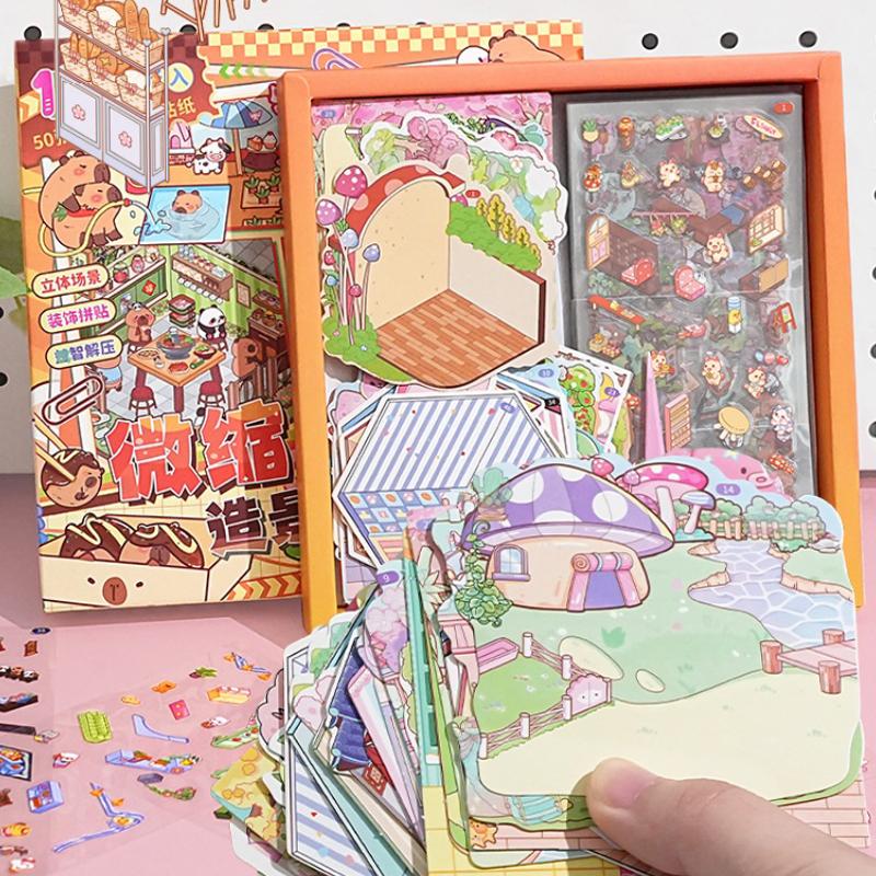 

50 стилей миниатюрные наклейки для ландшафта сцены трехмерные наклейки для дома игрушки подарки на день рождения для девочек