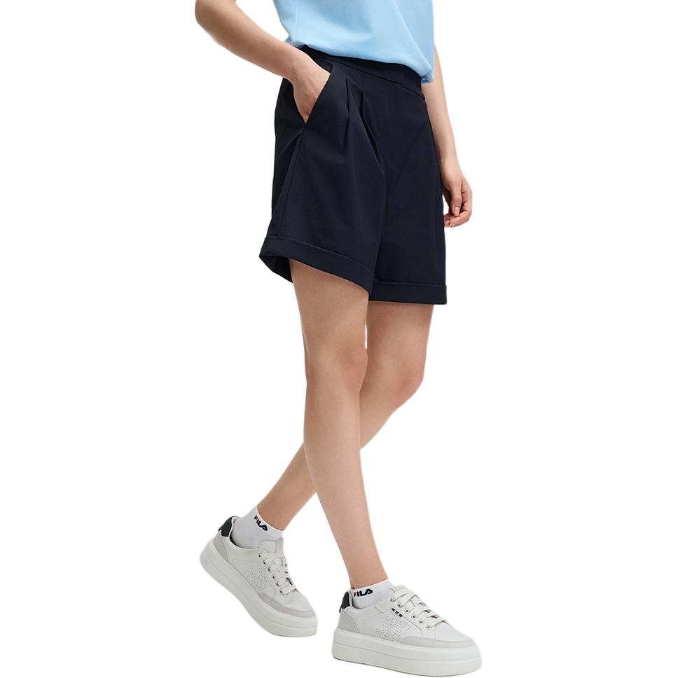 Fila Solid Color Outdoor Sports Comfortable Loose Fit Five-Point Casual Shorts Women Shorts Legendary-Blue F11W434810F-NV