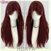 Parrucca Lunga Dritta Ombré Rosso-Nero per Halloween, Fibra Sintetica con Frangia, Parrucca Cosplay Facile da Indossare per Donne