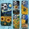 Van Gogh Starry Night Sunflower Phone Case For iPhone16,15,14,13,12,11,Pro,Max,Plus,Mini,XS,SE Anti Fall Black Matte Hard Bumper