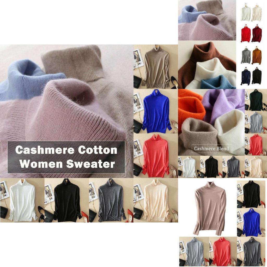 Women's Winter Slim Sweater Knit Turtleneck Soft Cashmere Wool Long Sleeve Pullover
