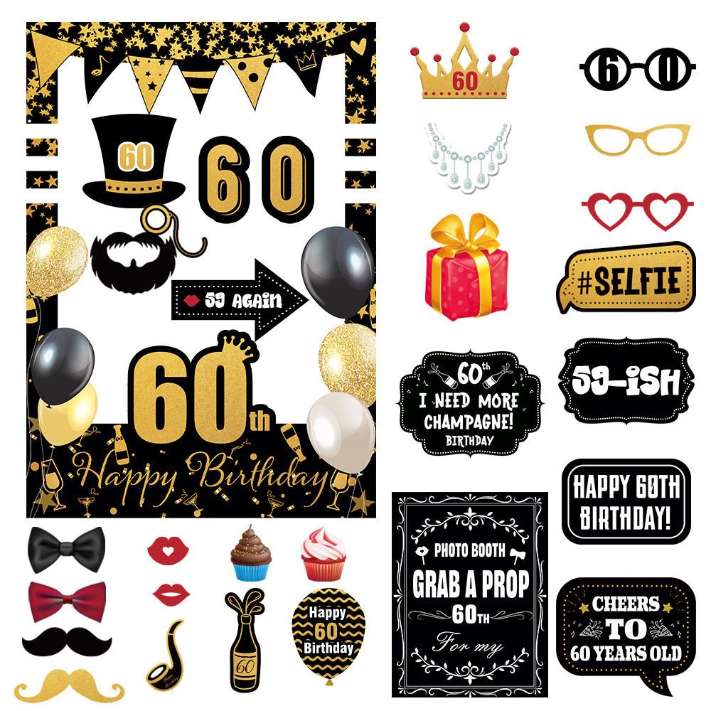 Birthday Photo Party Prop Set With Paper Frame Cartoons Decor For Ages 18 80 To