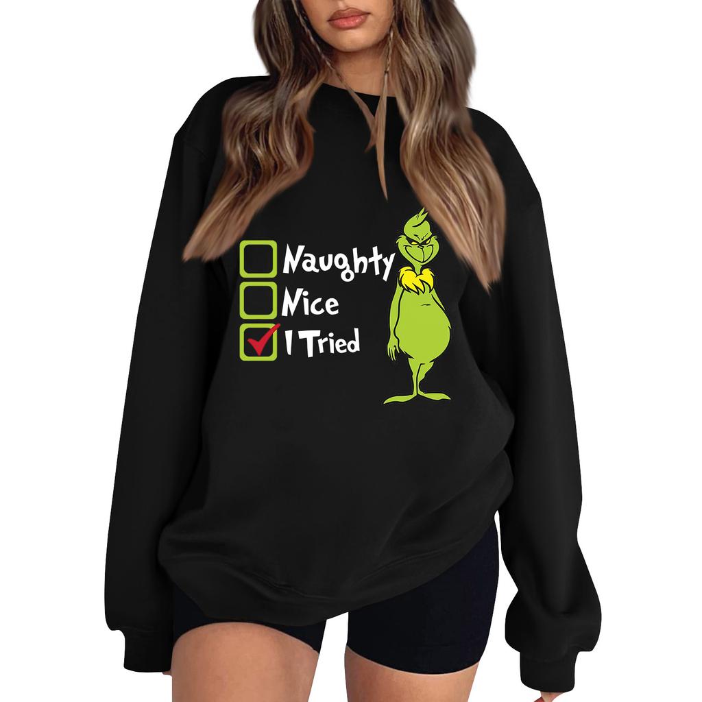 Women's Sweatshirt Sports Christmas  Print Pullover Sweatshirt Round Neck Long Sleeve Top Casual Sweatshirt