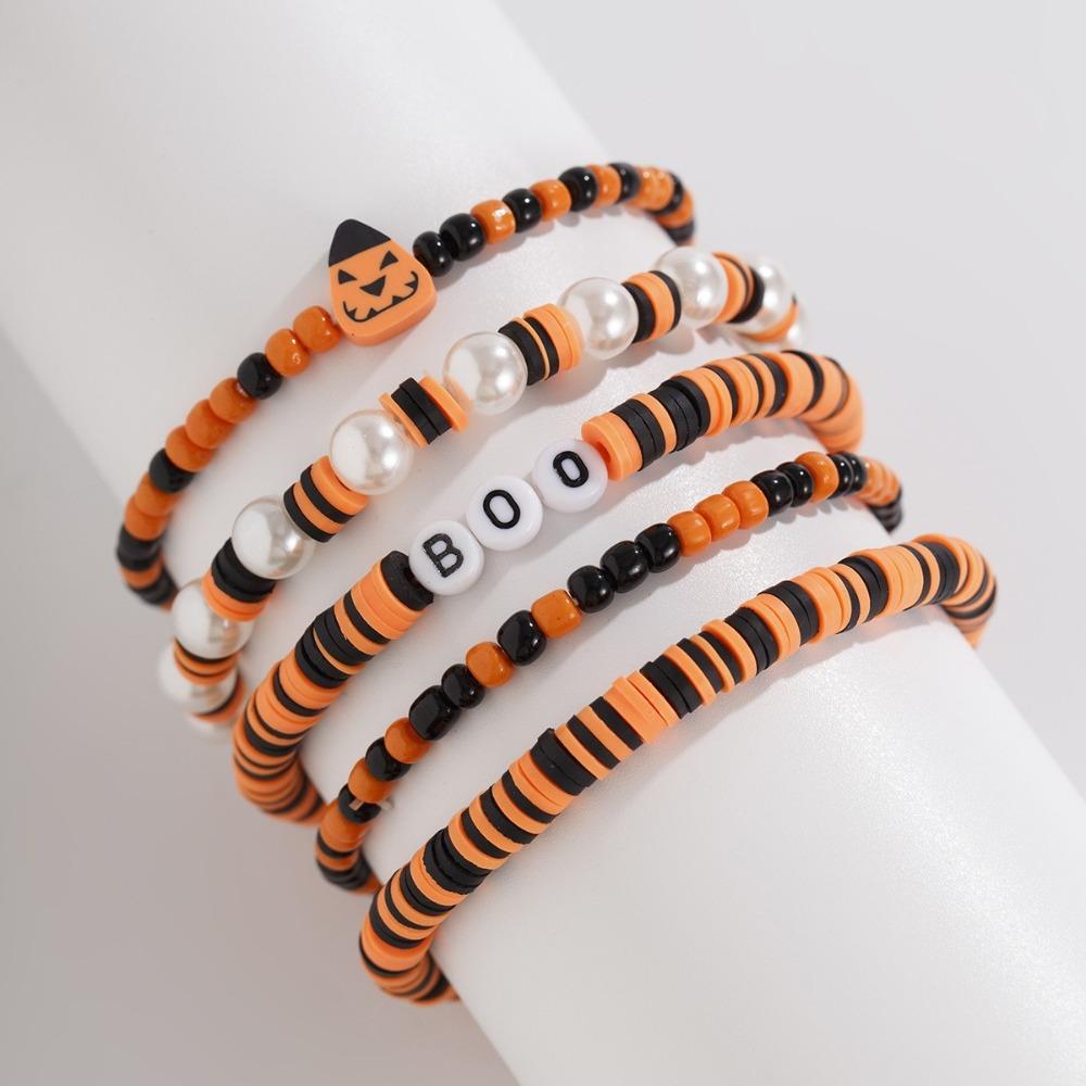 Ghost Halloween Bracelets Bat Beads Bangle Elastic Pumpkin Pendant Bracelets  Gifts